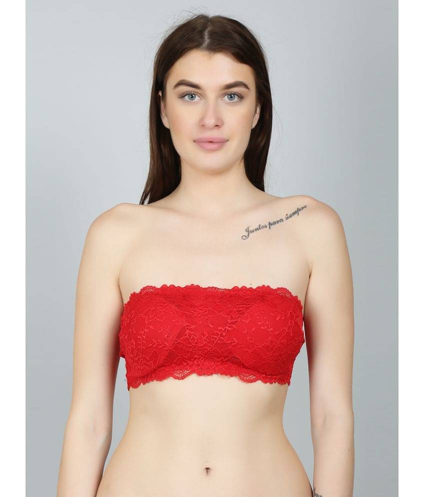     			N-Gal Nylon Removable Padding Women's Strapless Bra ( Red )