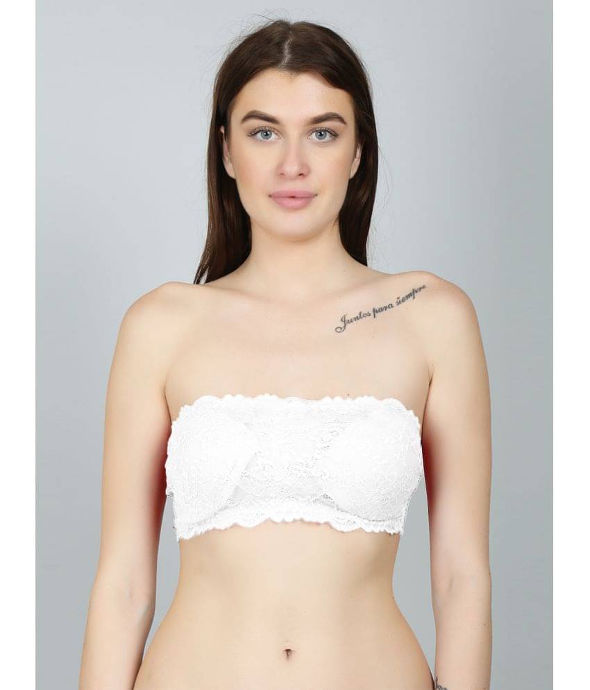     			N-Gal Nylon Removable Padding Women's Strapless Bra ( White )