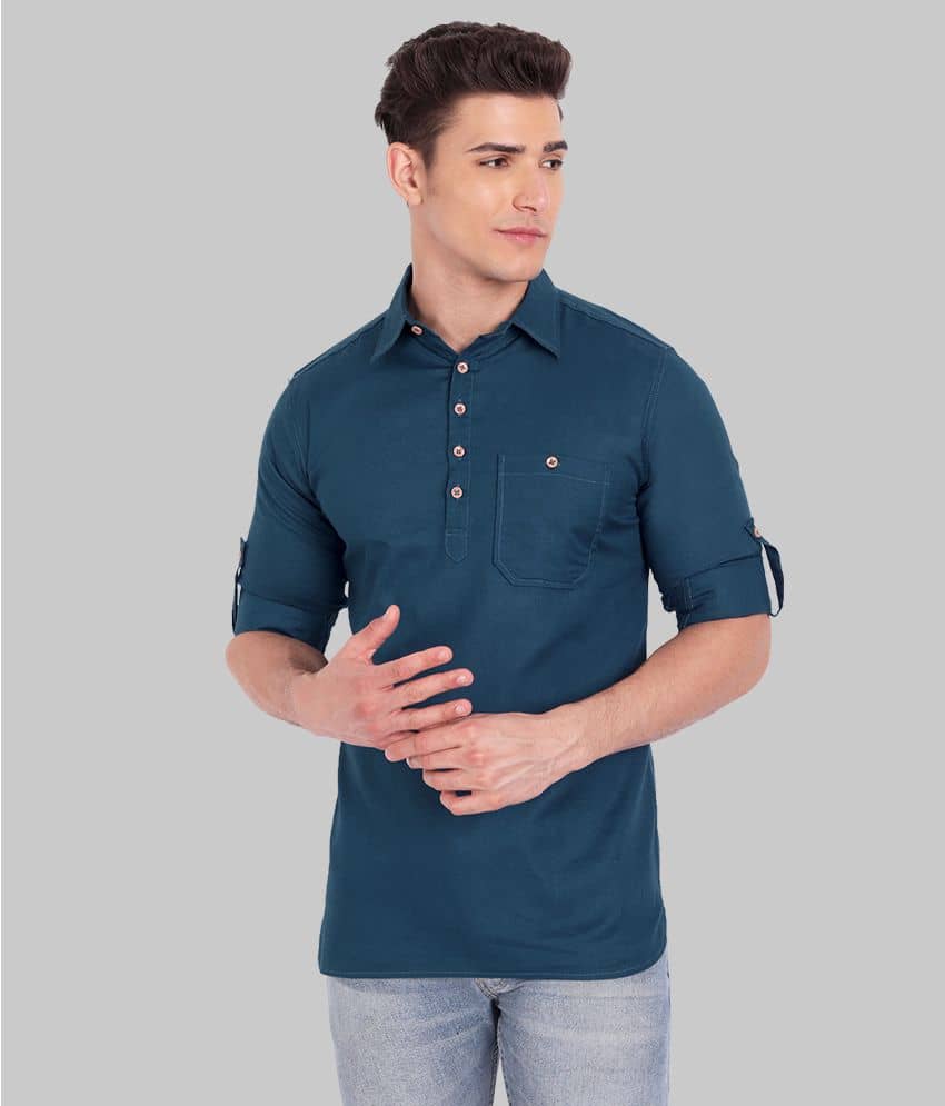 Vida Loca - Beige Cotton Men's Shirt Style Kurta ( Pack of 1 ) - Kurtas & Kurta Sets | Buy online on ZillyBuy