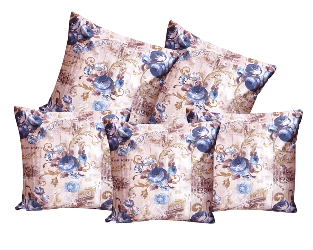     			Belive-Me Set of 5 Multicolor Cushion Covers Floral Themed 40X40 cm (16X16 inch)