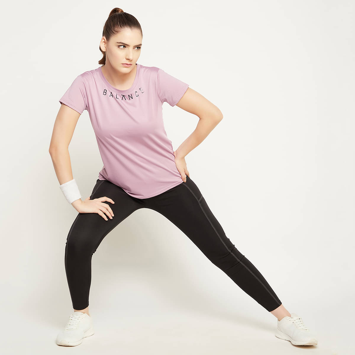     			Clovia Pink Polyester Tees - Single