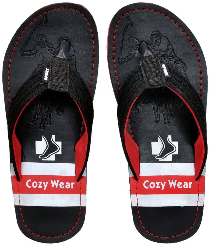 Cozy Wear - Black Men's Thong Flip Flop