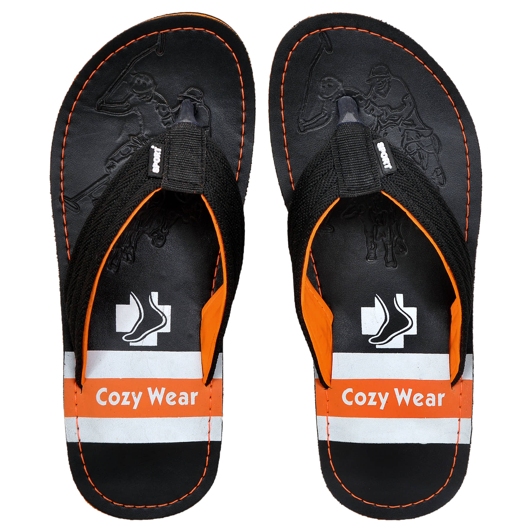 Cozy Wear - Orange Men's Thong Flip Flop