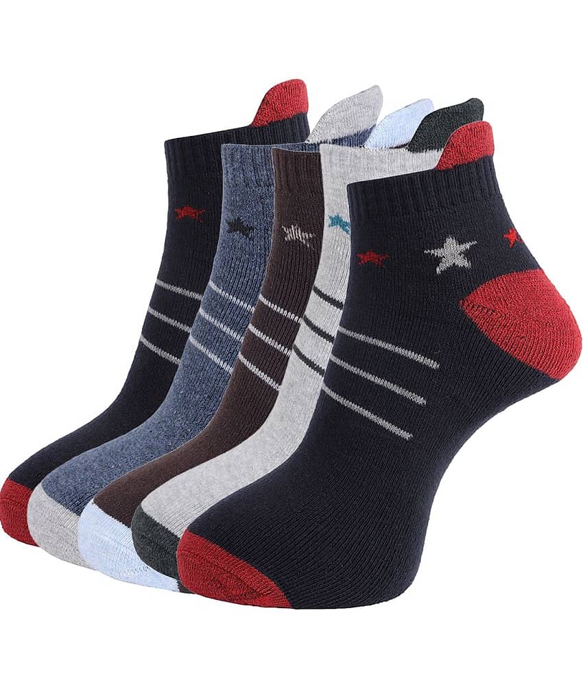Dollar Socks - Cotton Men's Striped Multicolor Ankle Length Socks ( Pack of 5 ) - Socks | Buy online on ZillyBuy