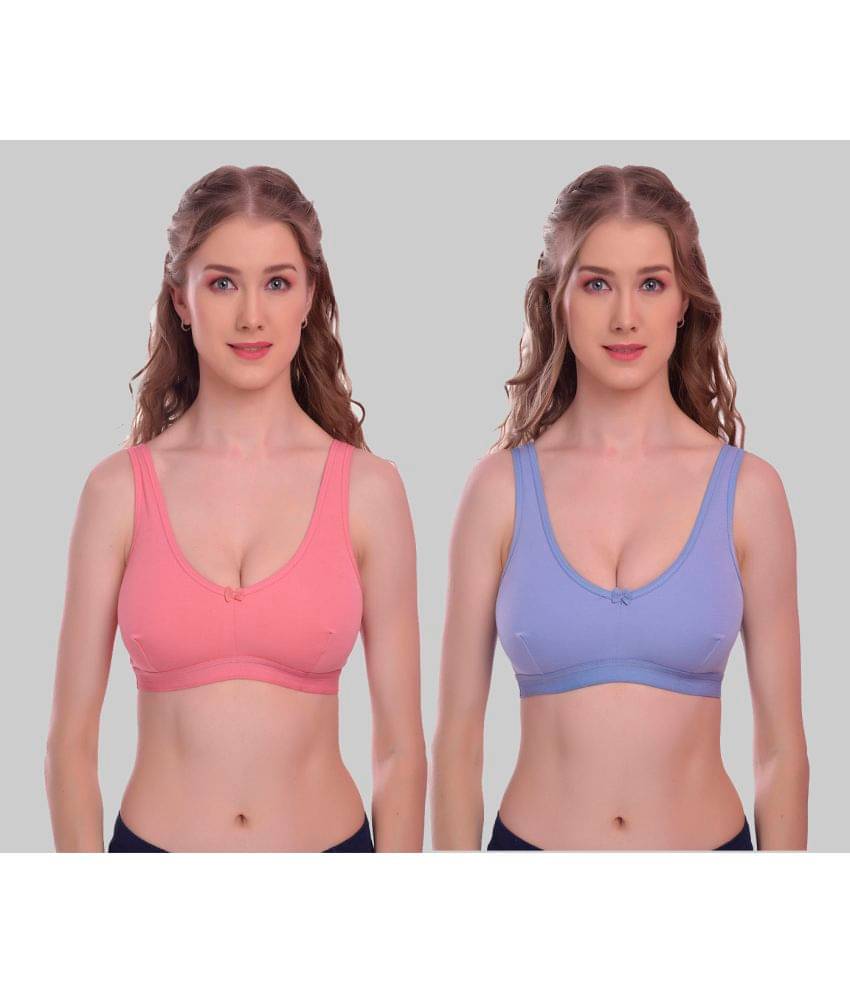 Elina - Multi Cotton Non Padded Women's Sports Bra ( Pack of 2 ) Elina - Multi Cotton Non Padded Women's Sports Bra ( Pack of 2 )