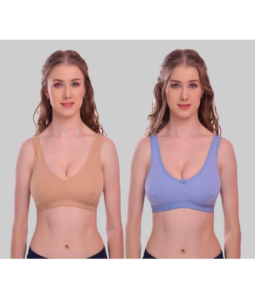 Elina - Purple Cotton Non Padded Women's Sports Bra ( Pack of 2 ) Elina - Purple Cotton Non Padded Women's Sports Bra ( Pack of 2 )