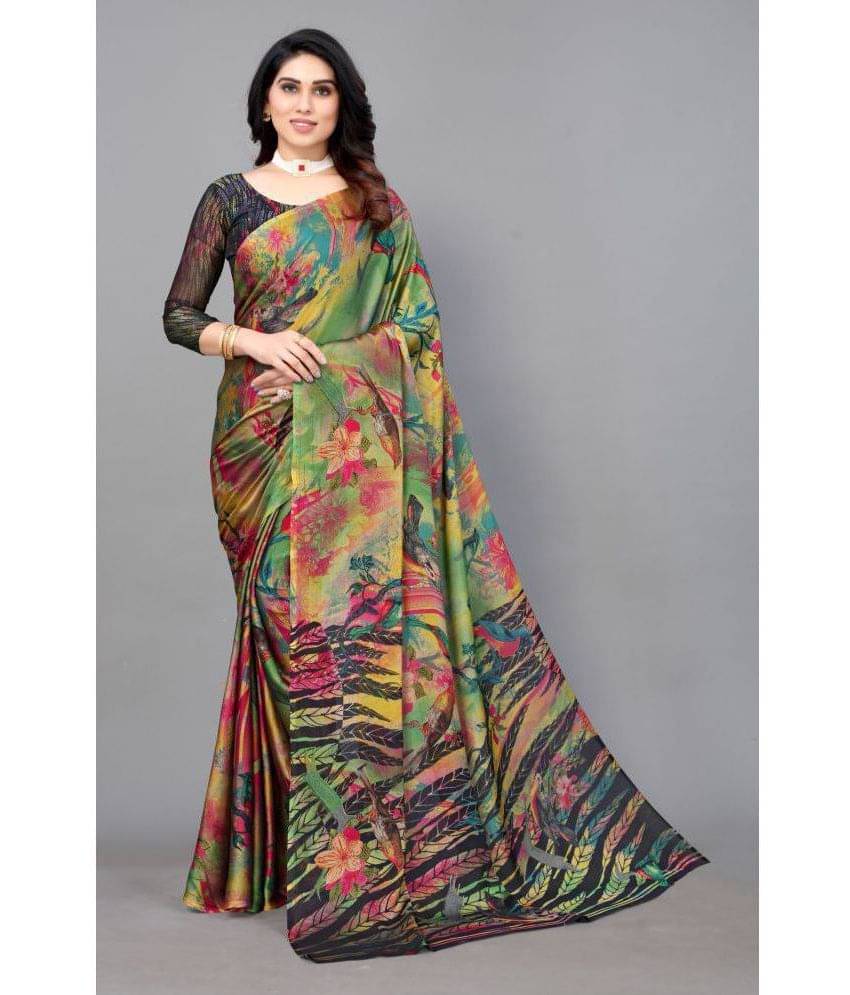 FABMORA Chiffon Printed Saree With Unstitched Blouse Piece ( Black ) FABMORA Chiffon Printed Saree With Unstitched Blouse Piece ( Black )