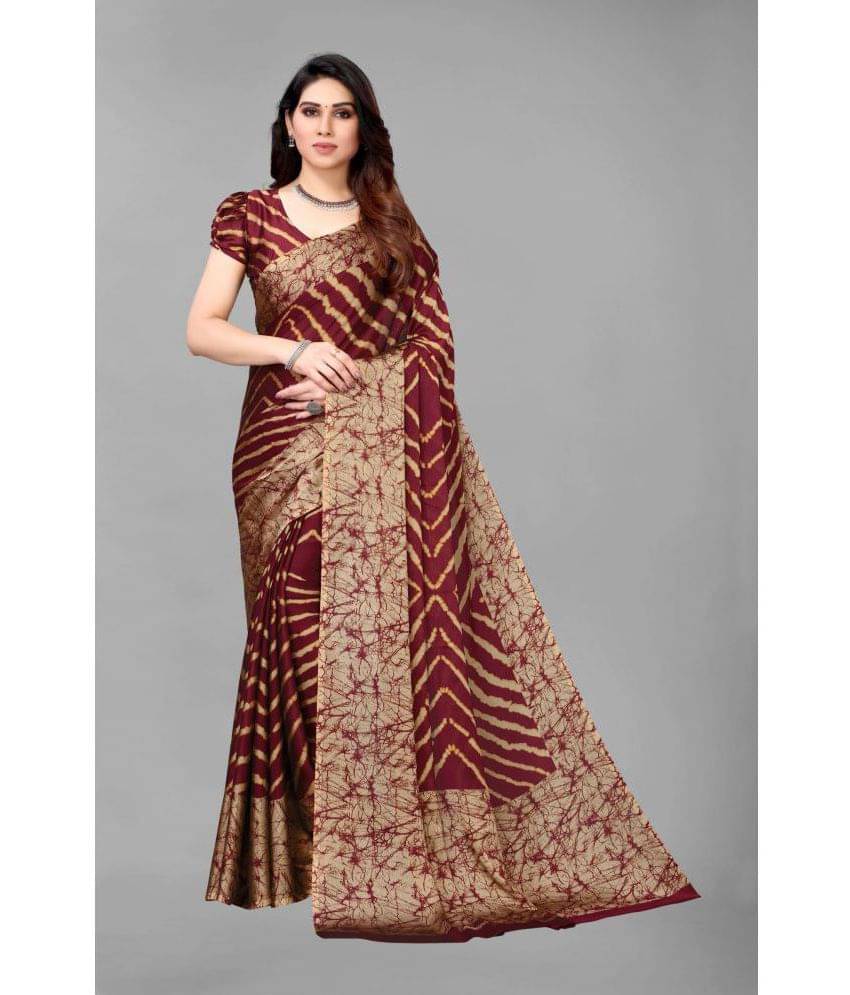FABMORA Chiffon Striped Saree With Unstitched Blouse Piece ( Maroon ) FABMORA Chiffon Striped Saree With Unstitched Blouse Piece ( Maroon )