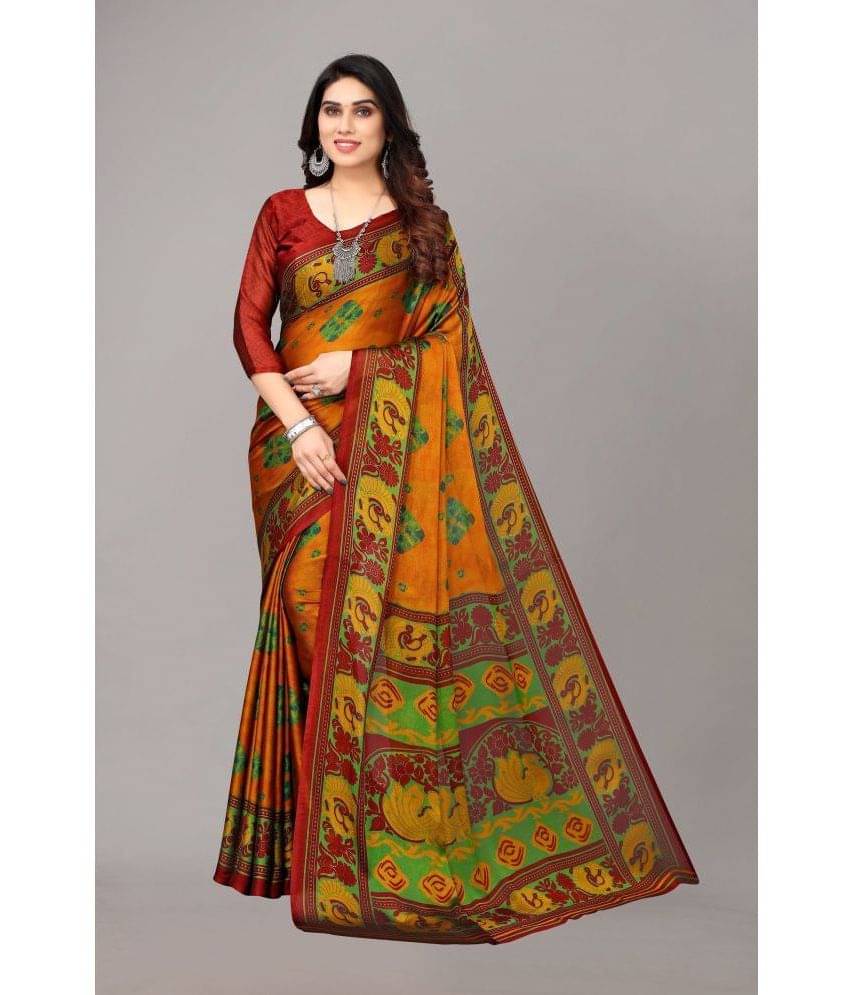 FABMORA Chiffon Printed Saree With Unstitched Blouse Piece ( Orange ) FABMORA Chiffon Printed Saree With Unstitched Blouse Piece ( Orange )
