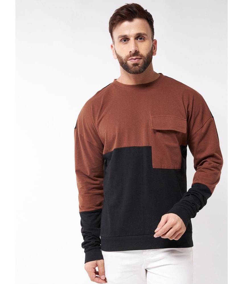 Gritstones Pack of 1 Cotton Blend Oversized Fit Men's T-Shirt ( Brown ) Gritstones Pack of 1 Cotton Blend Oversized Fit Men's T-Shirt ( Brown )