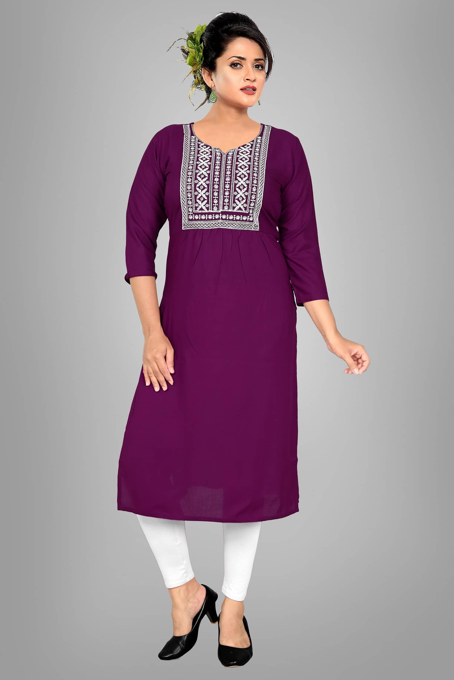 HAYA - Wine Rayon Women's Straight Kurti ( Pack of 1 ) - Kurtis, Tunics | Buy online on ZillyBuy
