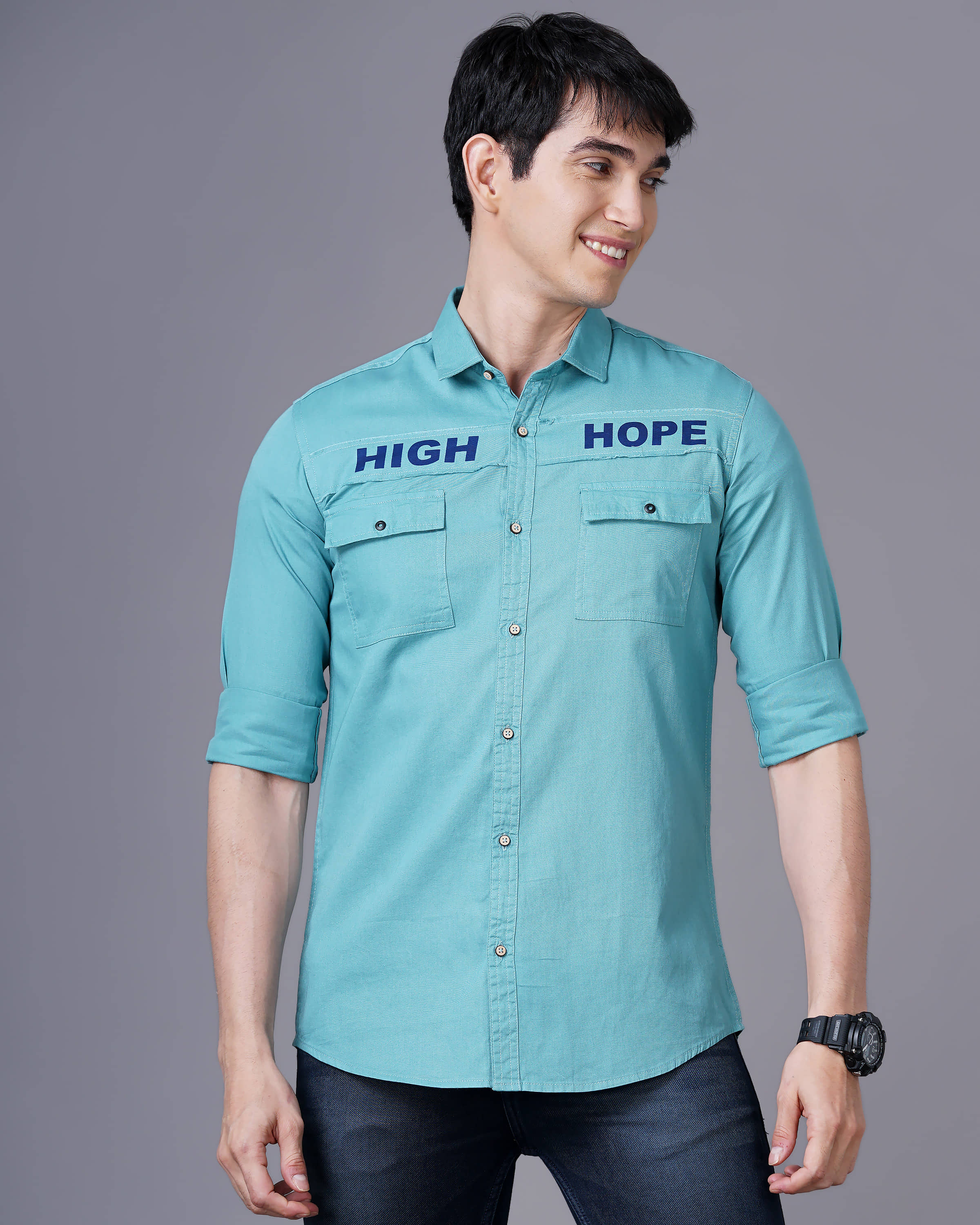 K-LARA - Silver 100% Cotton Slim Fit Men's Casual Shirt ( Pack of 1 )