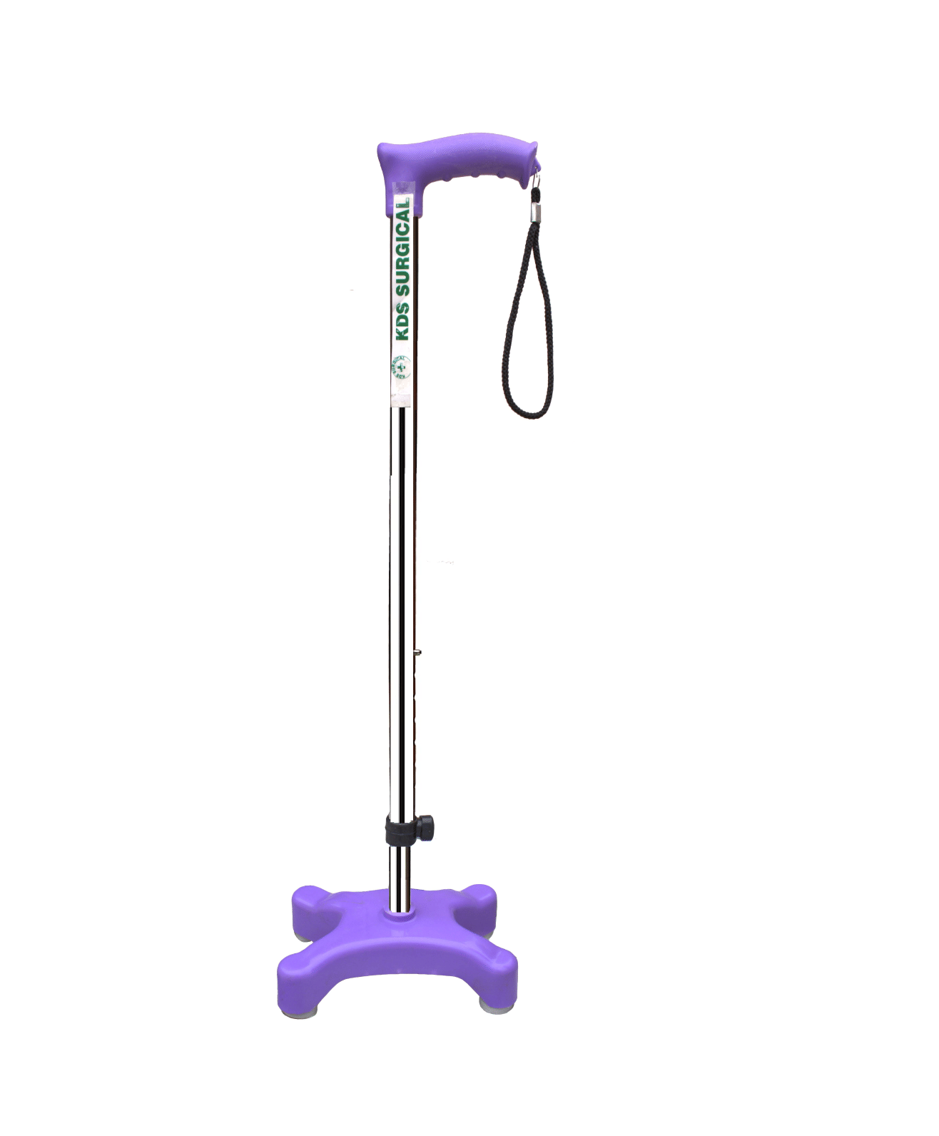 KDS SURGICAL 4 Leg Quadripod Chrome Purple Height Adjustable Steel Walking Sticks