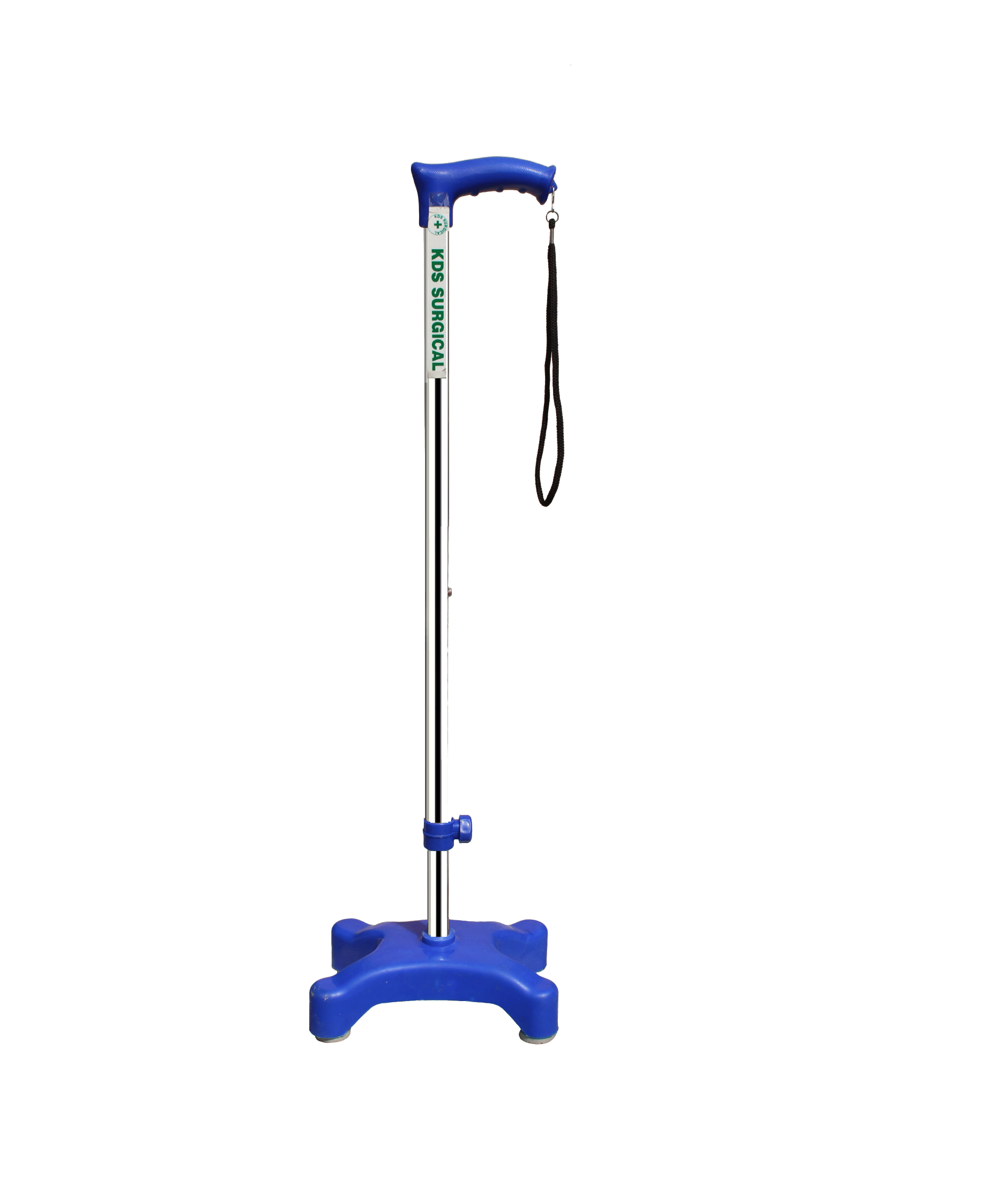 KDS SURGICAL 4 Leg Quadripod Chrome Blue Height Adjustable Steel Walking Sticks KDS SURGICAL 4 Leg Quadripod Chrome Blue Height Adjustable Steel Walking Sticks