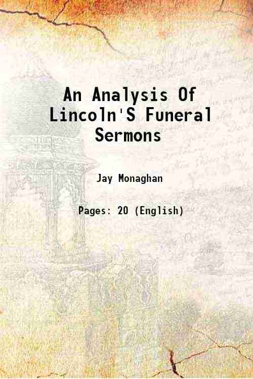     			An Analysis Of Lincoln'S Funeral Sermons 1945 [Hardcover]