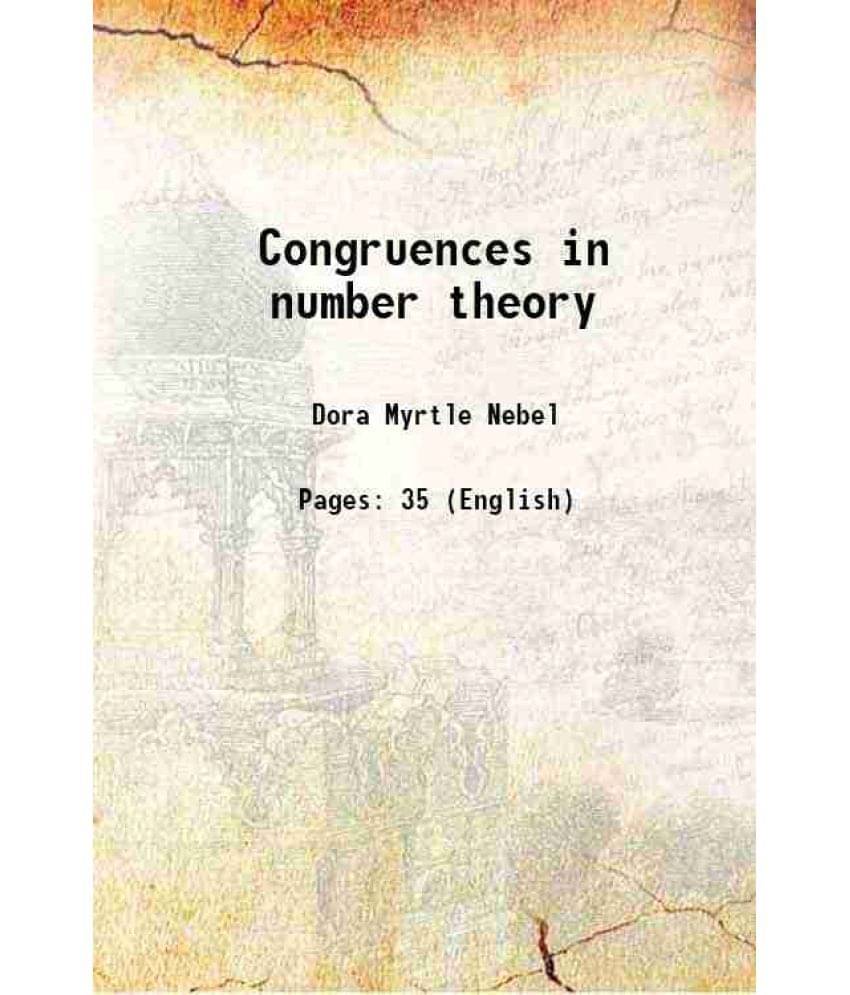     			Congruences in number theory 1914 [Hardcover]