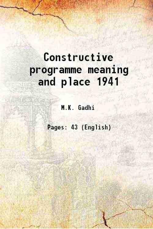     			Constructive programme meaning and place 1941 1941 [Hardcover]