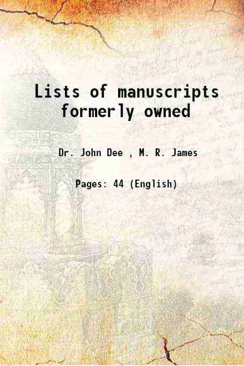     			Lists of manuscripts 1921 [Hardcover]
