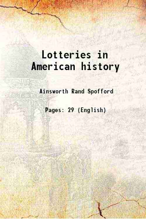     			Lotteries in American history 1893 [Hardcover]
