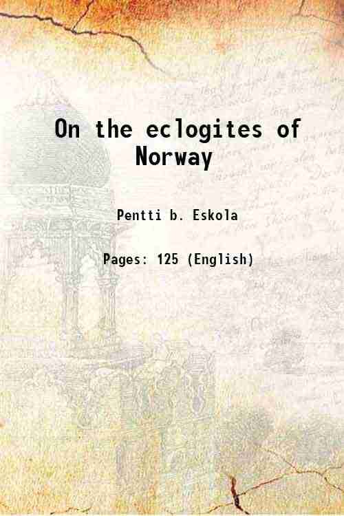     			On the eclogites of Norway 1921 [Hardcover]