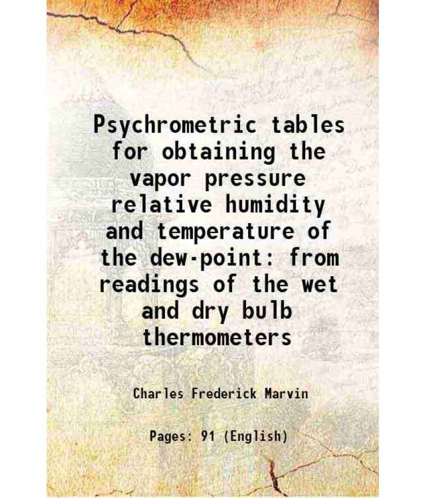     			Psychrometric tables for obtaining the vapor pressure relative humidity and temperature of the dew-point from readings of the wet and dry [Hardcover]