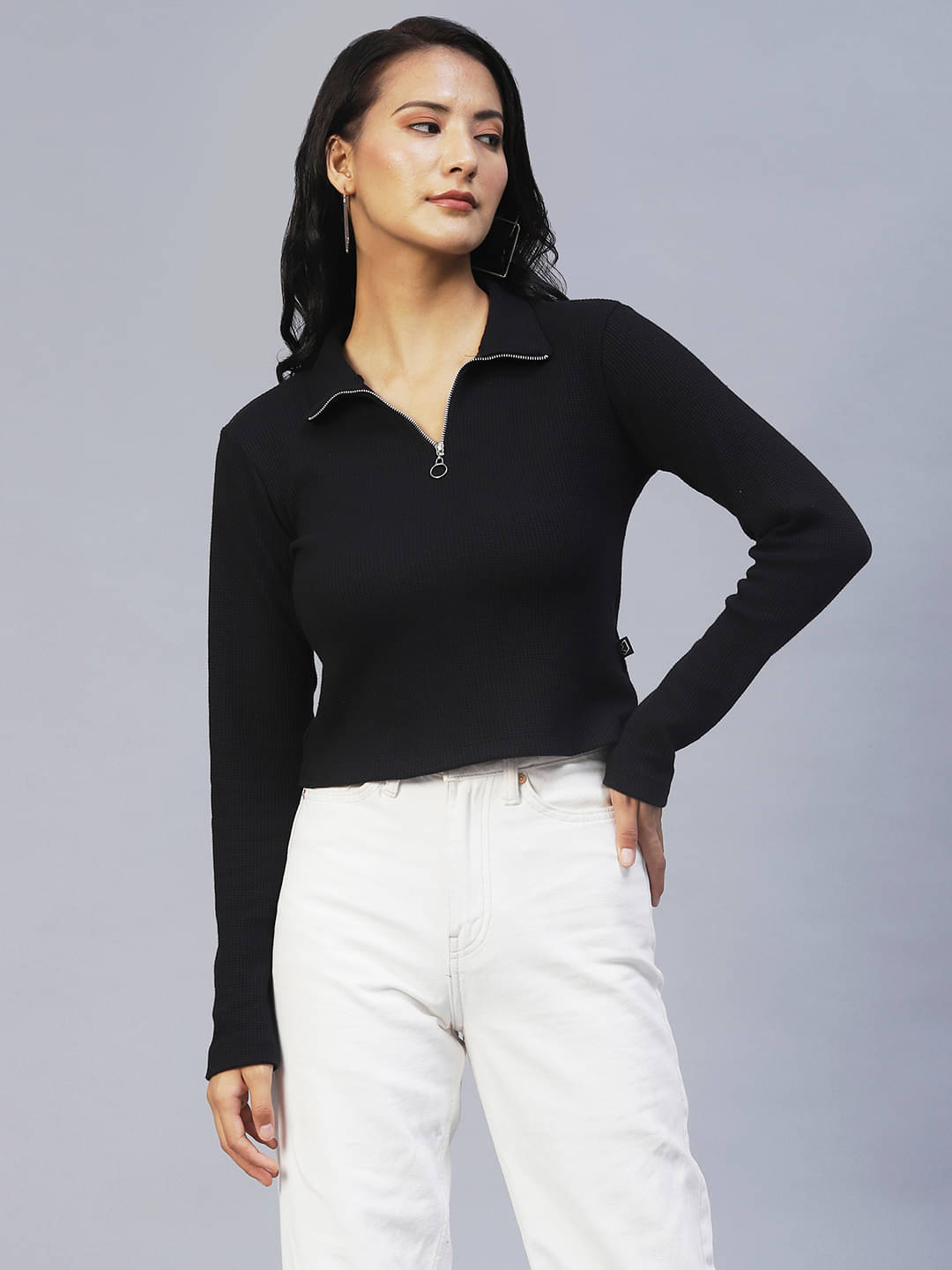 Rigo Women Checks Cotton Shirt ( Black ) Rigo Women Checks Cotton Shirt ( Black )