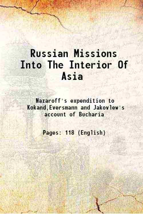     			Russian Missions Into The Interior Of Asia 1823 [Hardcover]