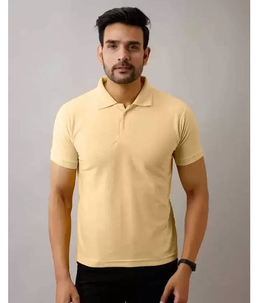 SKYRISE Pack of 1 Cotton Blend Slim Fit Solid Half Sleeves Men's Polo T Shirt ( Beige )