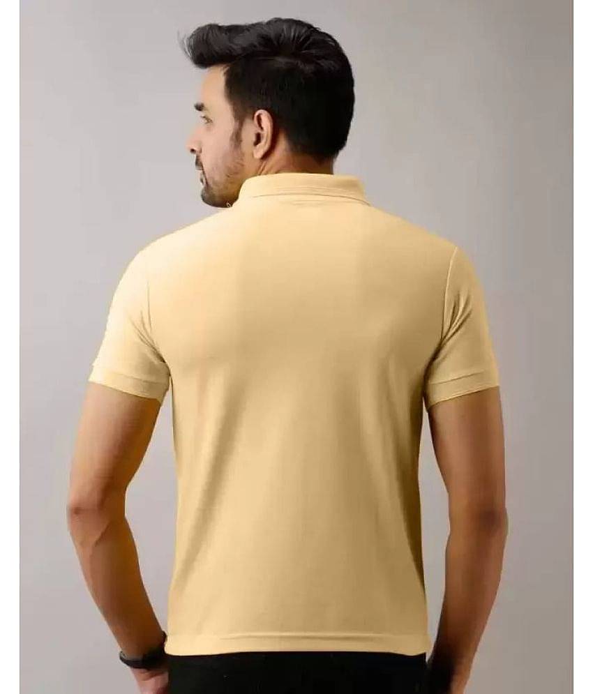 SKYRISE Pack of 1 Cotton Blend Slim Fit Solid Half Sleeves Men's Polo T Shirt ( Beige )
