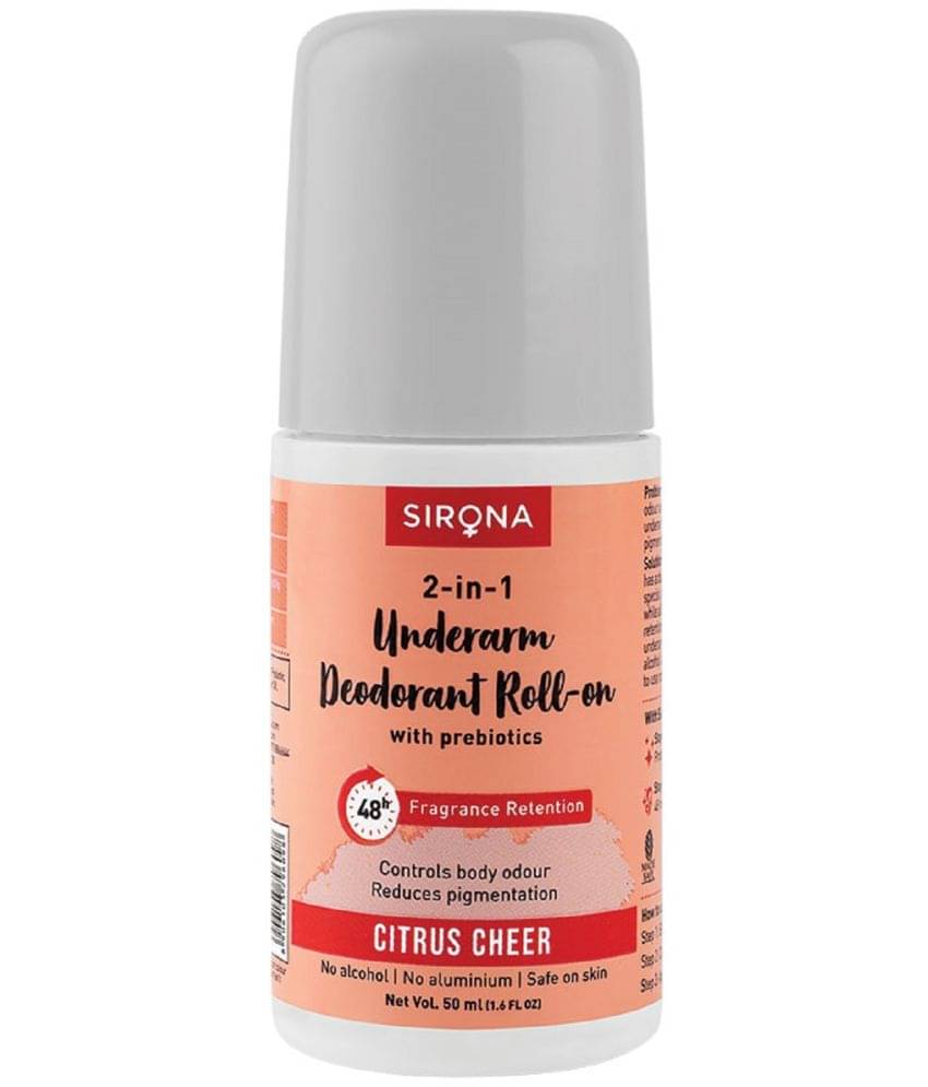     			Sirona Underarm Roll On Deodorant for Women & Men | Removes Odour, Long Lasting  | Citrus Cheer - 50ml