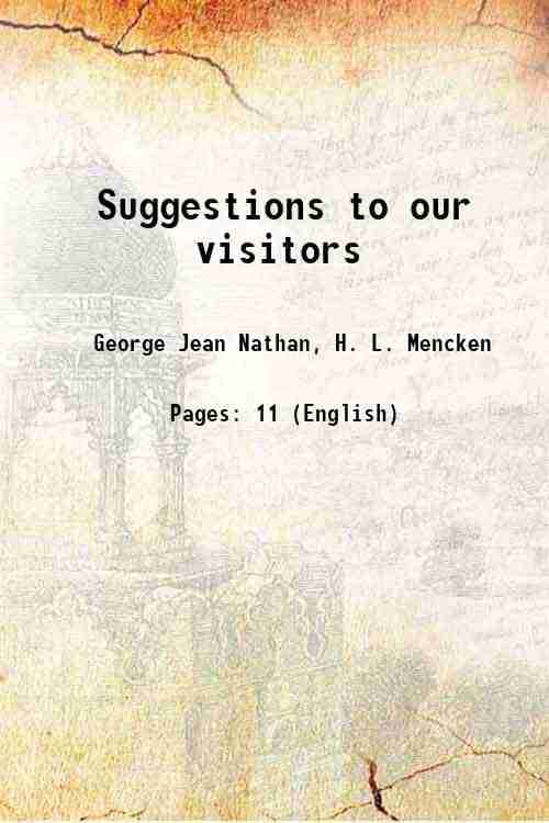     			Suggestions to our visitors 1922 [Hardcover]