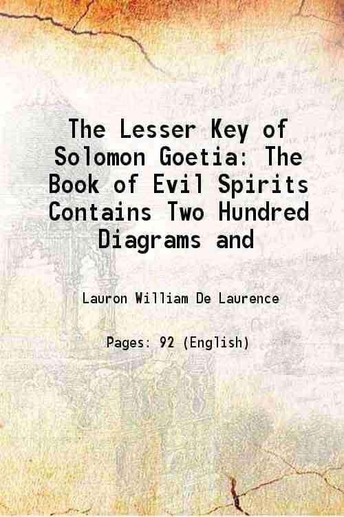     			The Lesser Key of Solomon Goetia The Book of Evil Spirits 1916 [Hardcover]