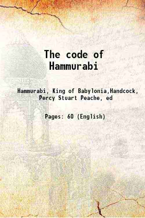     			The code of Hammurabi 1920 [Hardcover]
