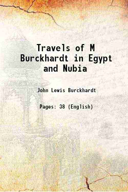     			Travels of M Burckhardt in Egypt and Nubia 1819 [Hardcover]