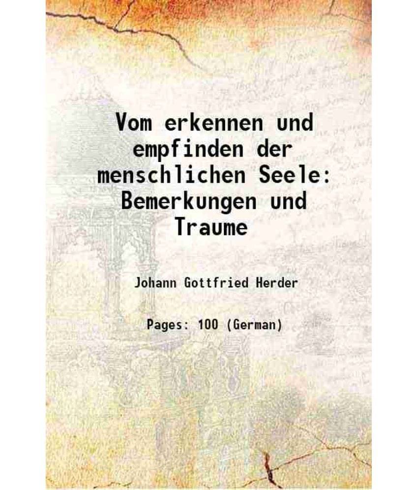     			Vom erkennen und empfinden der menschlichen Seele Bemerkungen und Traume 1778 [Hardcover]