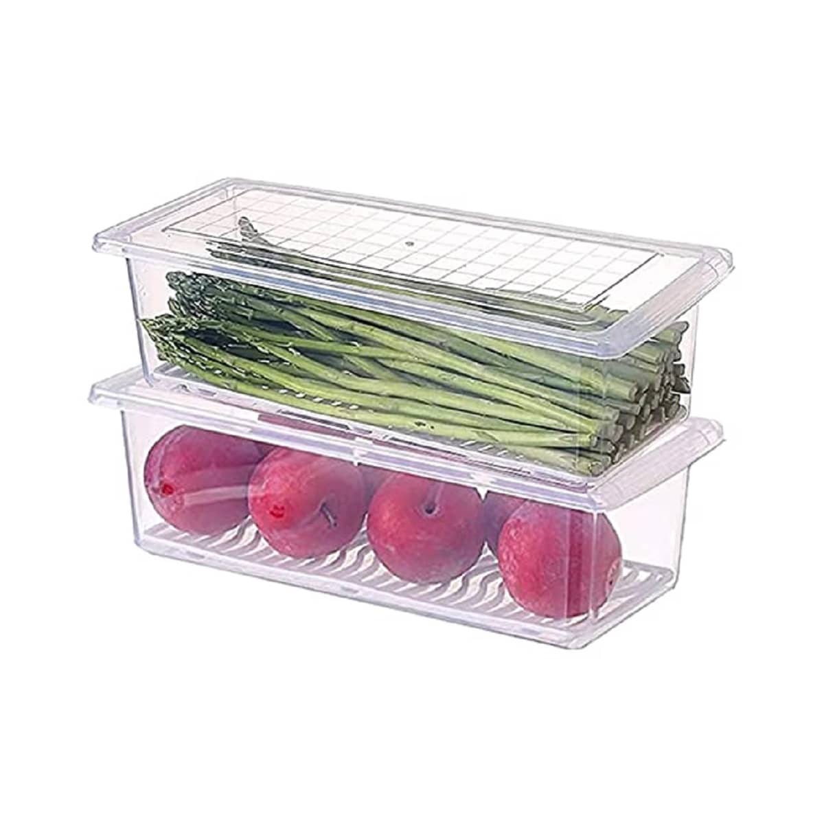 Analog Kitchenware Veg./Fruit/Meat/Fish Plastic Transparent Food Container ( Set of 2 )