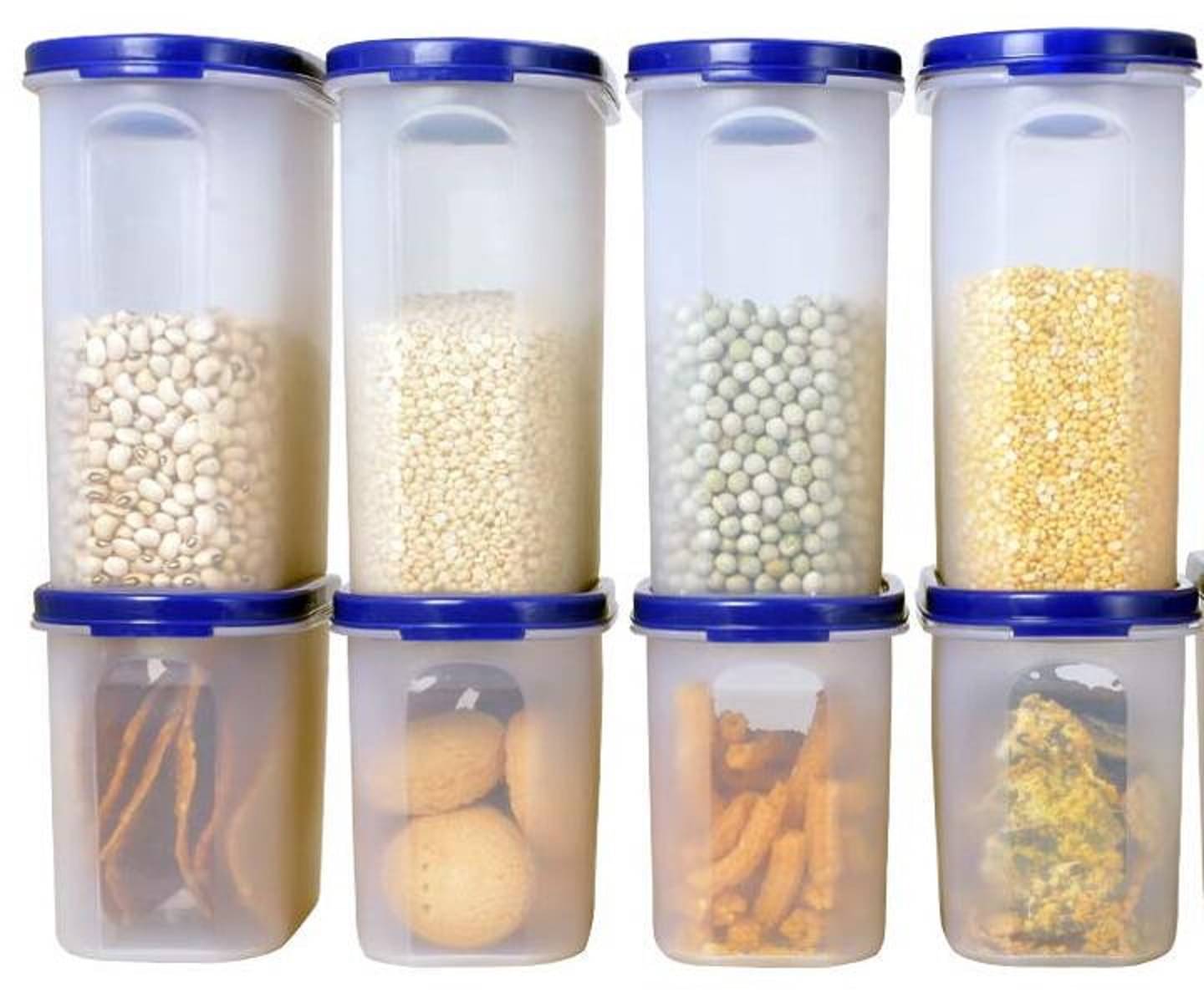 Analog Kitchenware Dal/Pulse/Grocery Polyproplene Navy Blue Dal Container ( Set of 8 ) Analog Kitchenware Dal/Pulse/Grocery Polyproplene Navy Blue Dal Container ( Set of 8 )