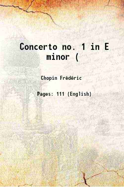     			Concerto no. 1 in E minor ( 1918 [Hardcover]
