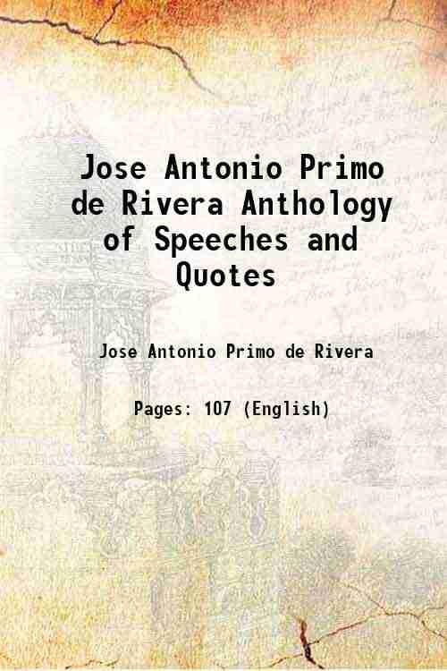     			Jose Antonio Primo de Rivera (Anthology) [Hardcover]