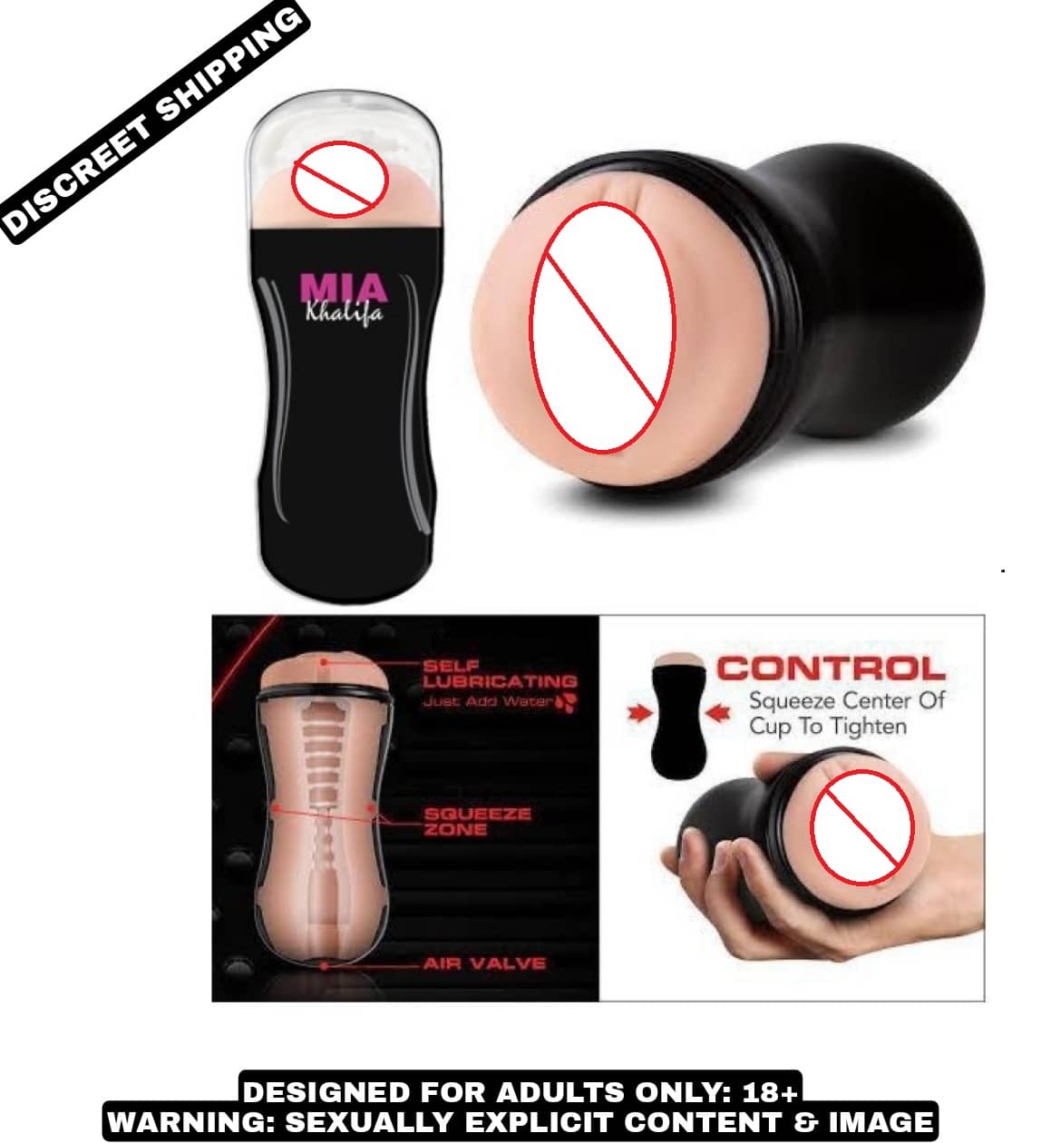KAMAHOUSE MIA KHALIFA MALE POCKET PUSSY MASTURBATOR CUP WITH FREE LUBE-U.S.A