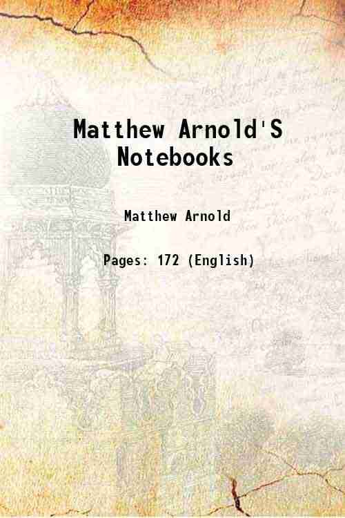    			Matthew Arnold'S Notebooks 1902 [Hardcover]