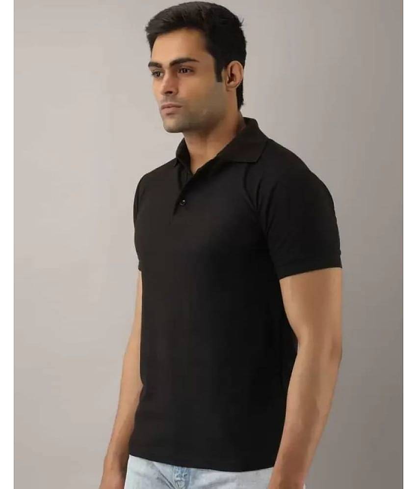 SKYRISE Pack of 1 Cotton Blend Slim Fit Solid Half Sleeves Men's Polo T Shirt ( Black )