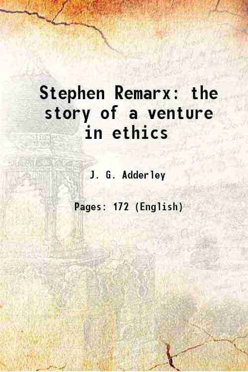     			Stephen Remarx the story of a venture in ethics 1894 [Hardcover]