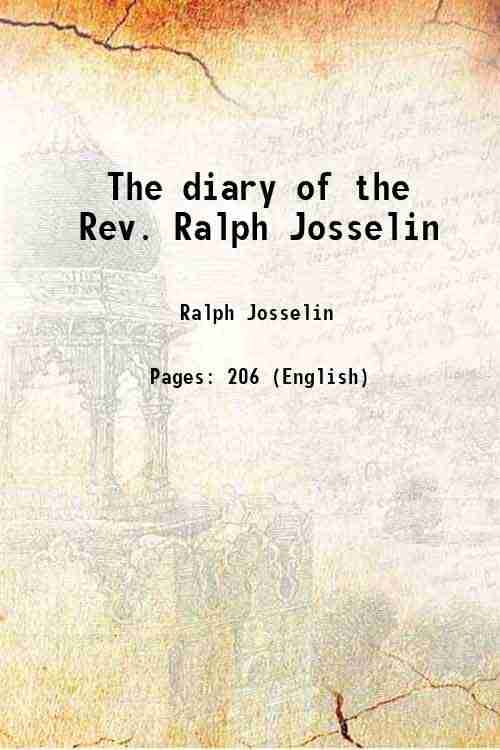     			The diary of the Rev. Ralph Josselin 1908 [Hardcover]