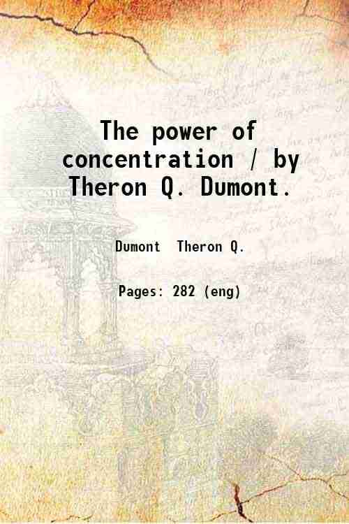     			The power of concentration 1916 [Hardcover]