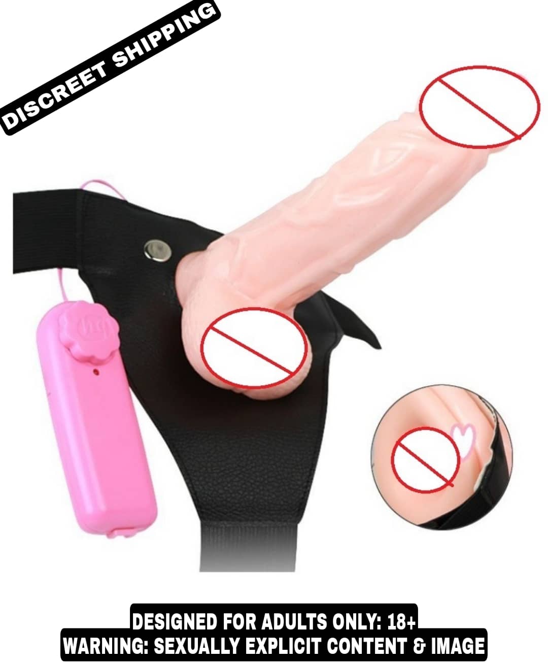 kamahouse 7 inch Big Hollow Strap On Dildo with Vibration and belt Female Sex Toy