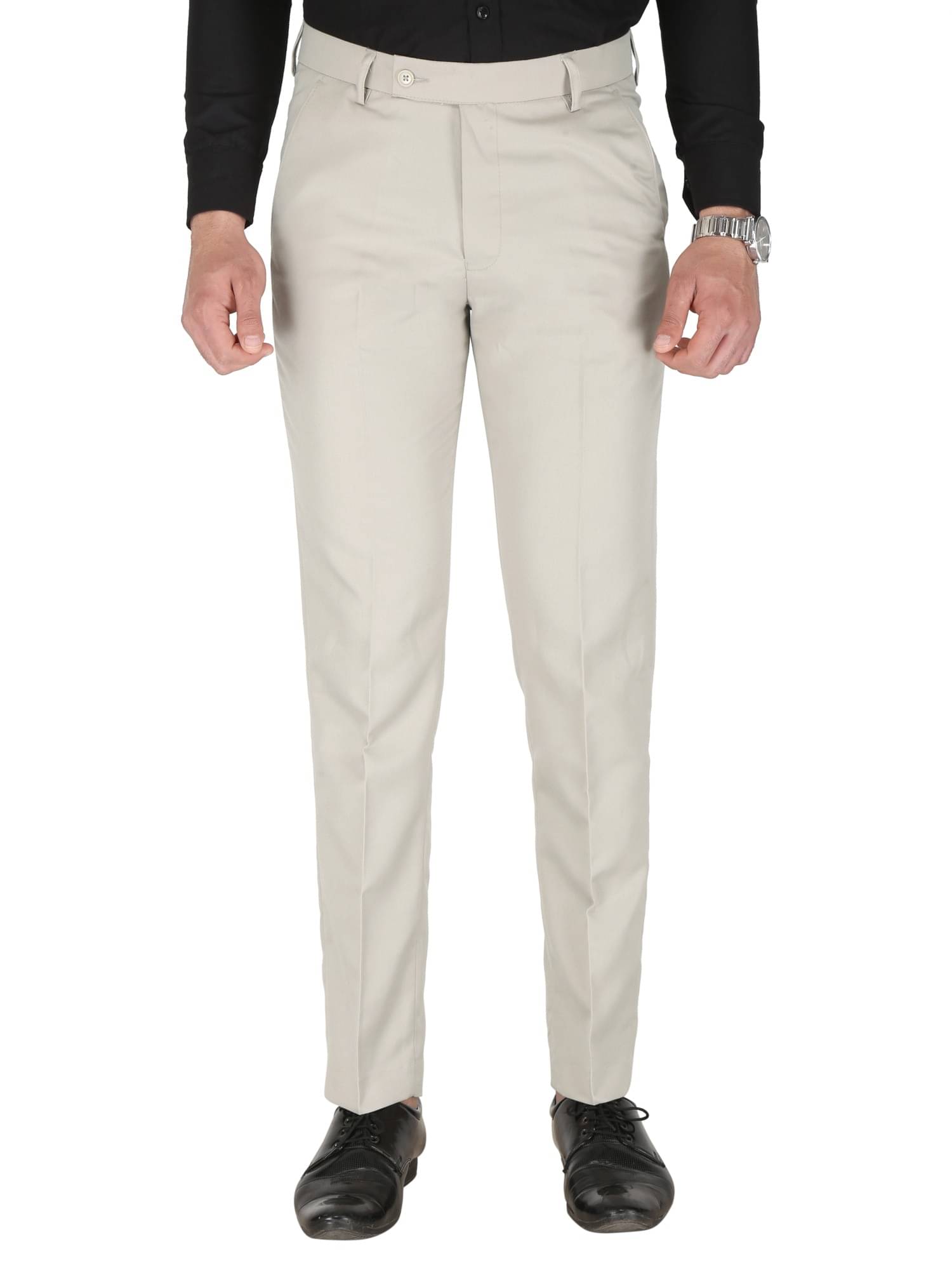     			HERRYLAL Cream Regular Formal Trouser ( Pack of 1 )