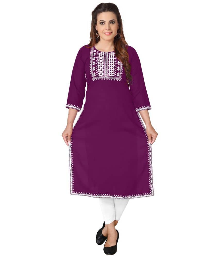 Kapadia - Purple Rayon Women's Straight Kurti ( Pack of 1 ) - Kurtis, Tunics | Buy online on ZillyBuy