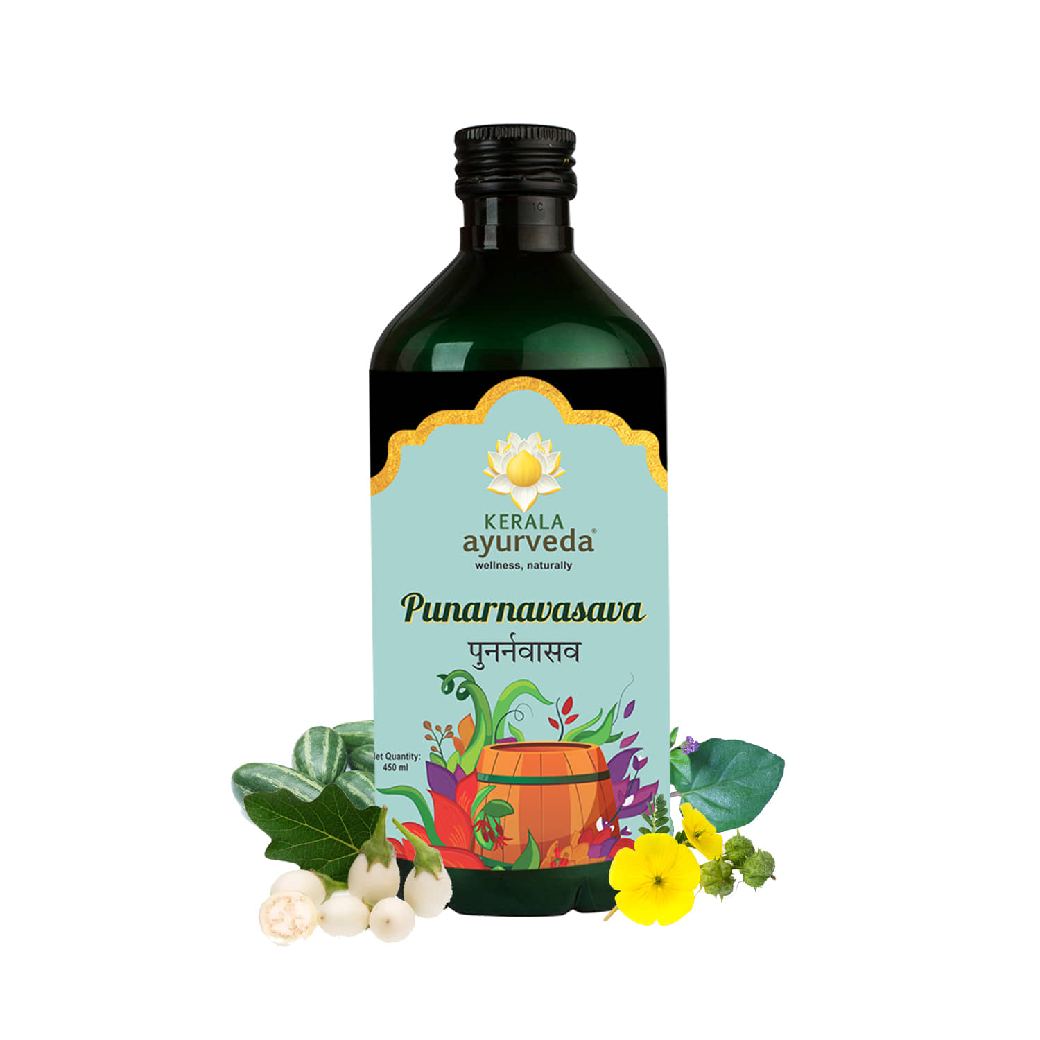 Kerala Ayurveda Punarnavasava 450ml, Ayurveda Tonic for Healthy Urinary System, Kidney Detox, Tonic for Kidney Health, 100% Ayurvedic