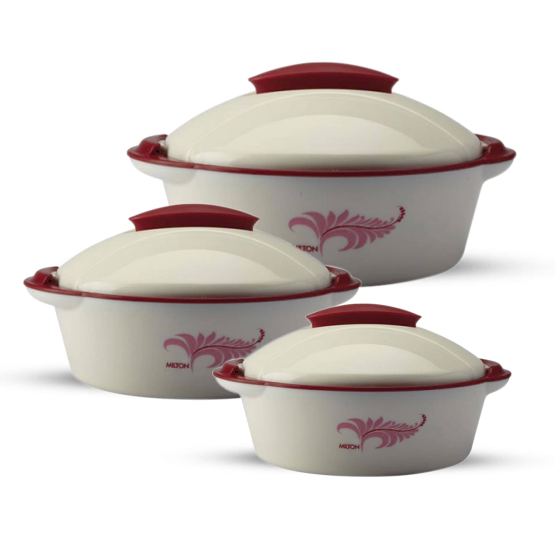     			Milton Crisp Dlx Insulated Inner Steel Casserole, Set of 3, (430 ml, 1.05 Litres, 1.70 Litres) Pink